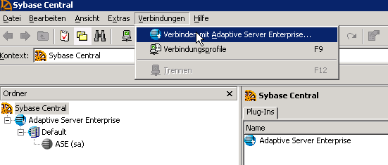 Sybase Server verbinden